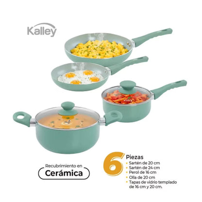 Batería Kalley 6 Piezas Recubrimiento en Cerámica