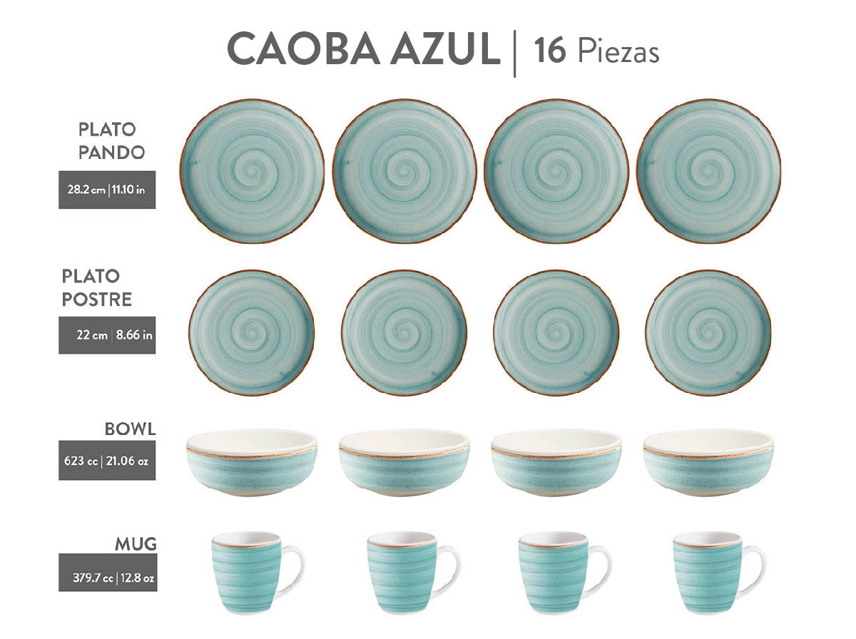 Vajilla Corona Caoba Azul