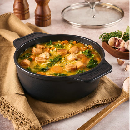 Horno Holandés Hierro Fundido Esmaltado 1,9 Lt Tapa Vidrio
