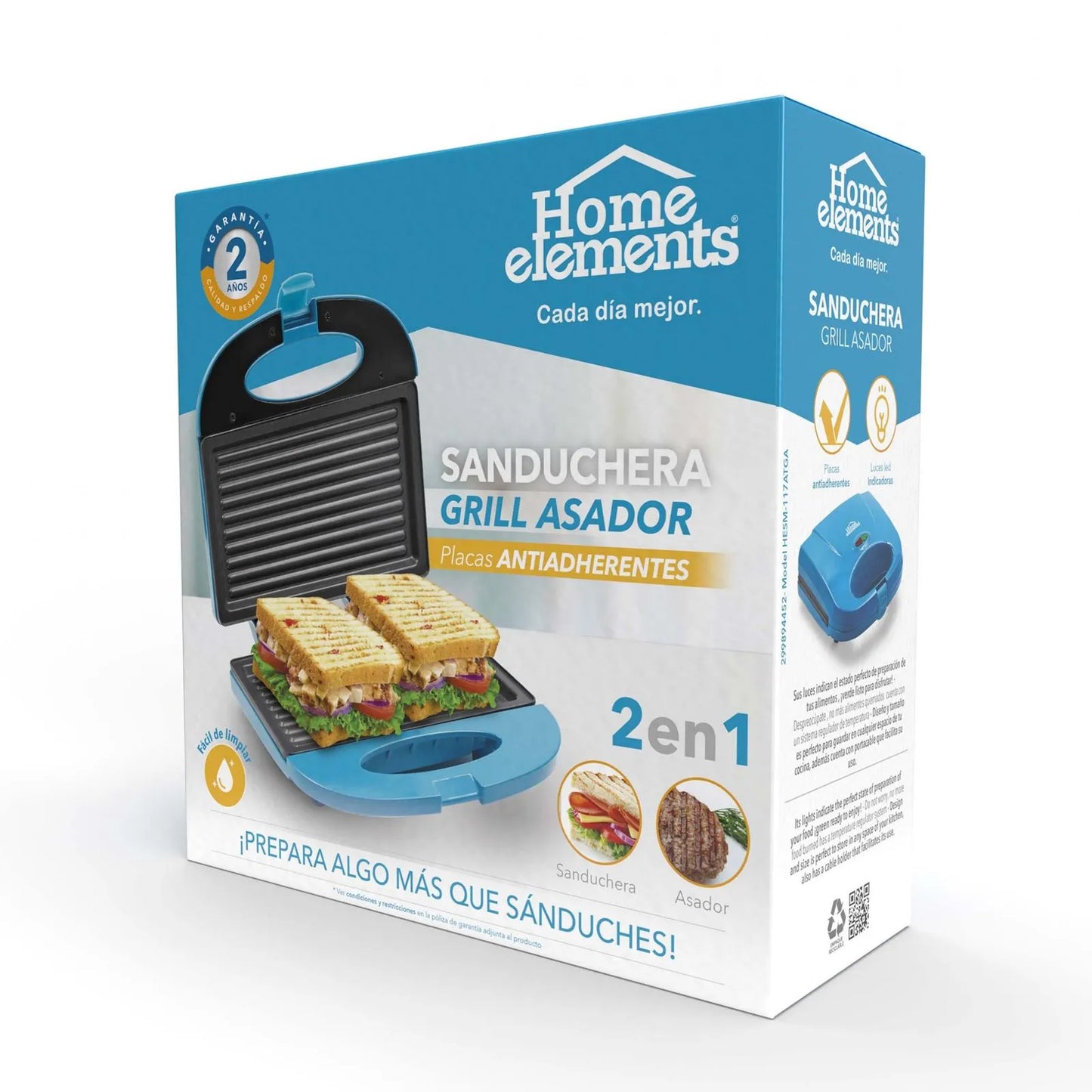 Sanduchera Home Elements Panini, Azul Turquesa
