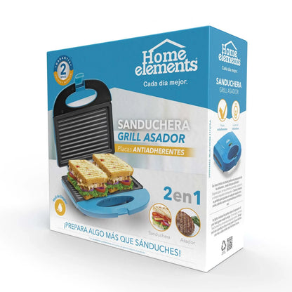 Sanduchera Home Elements Panini, Azul Turquesa