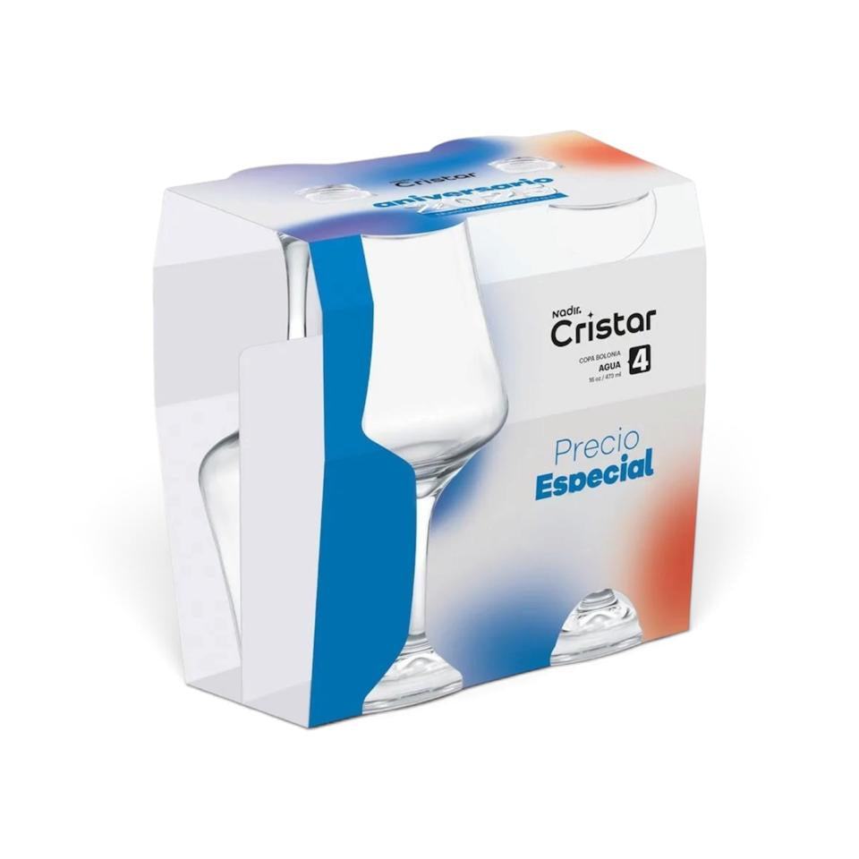 Set x4 Copa de Agua Bolonia Cristar