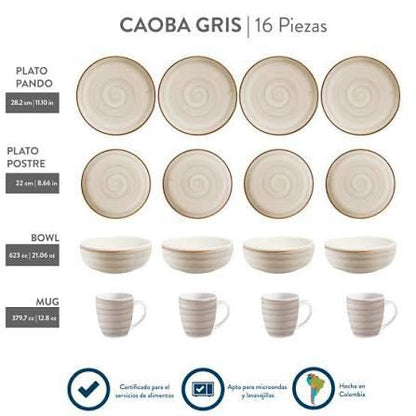 Vajilla Caoba Gris