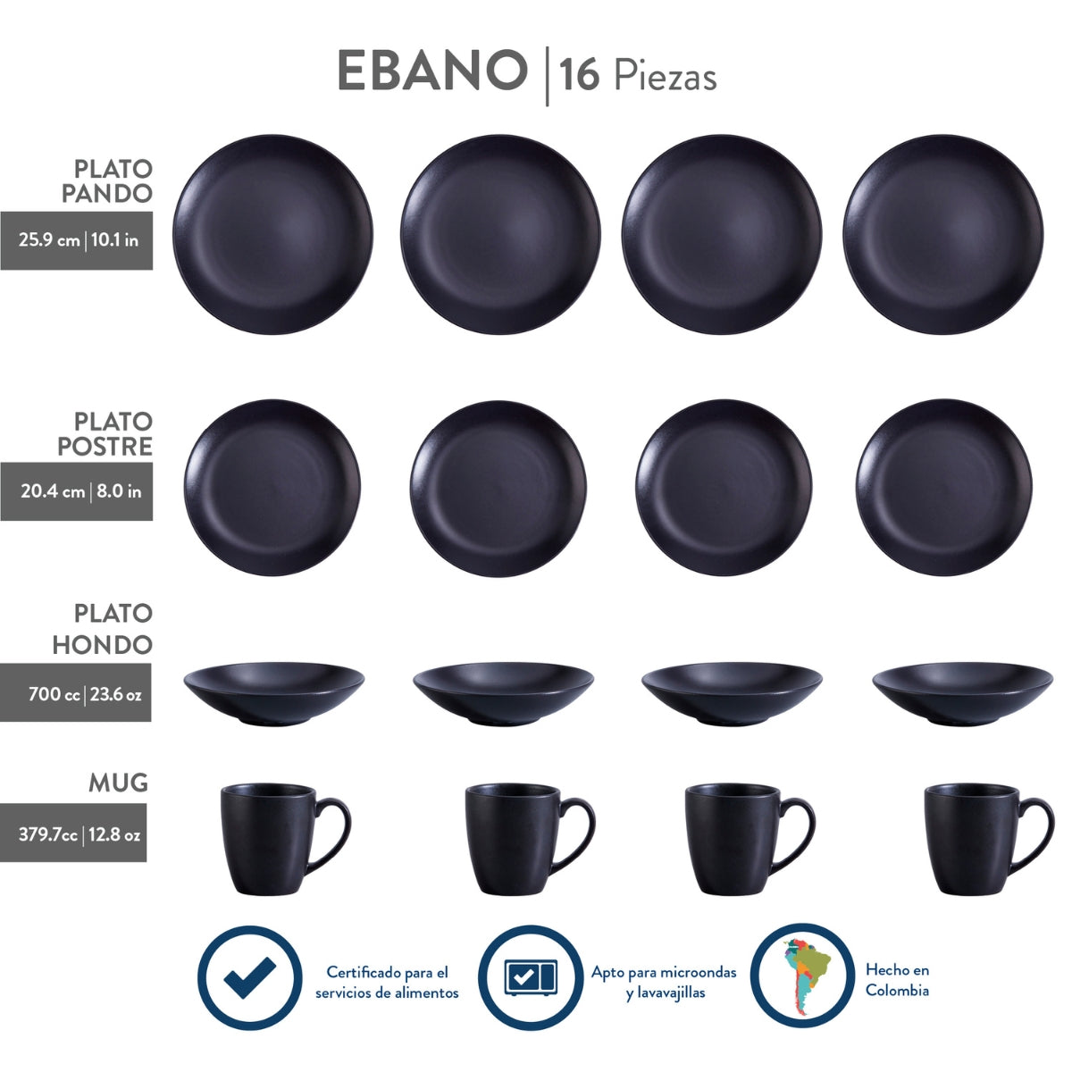 Vajilla Ébano