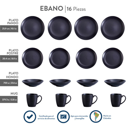 Vajilla Ébano